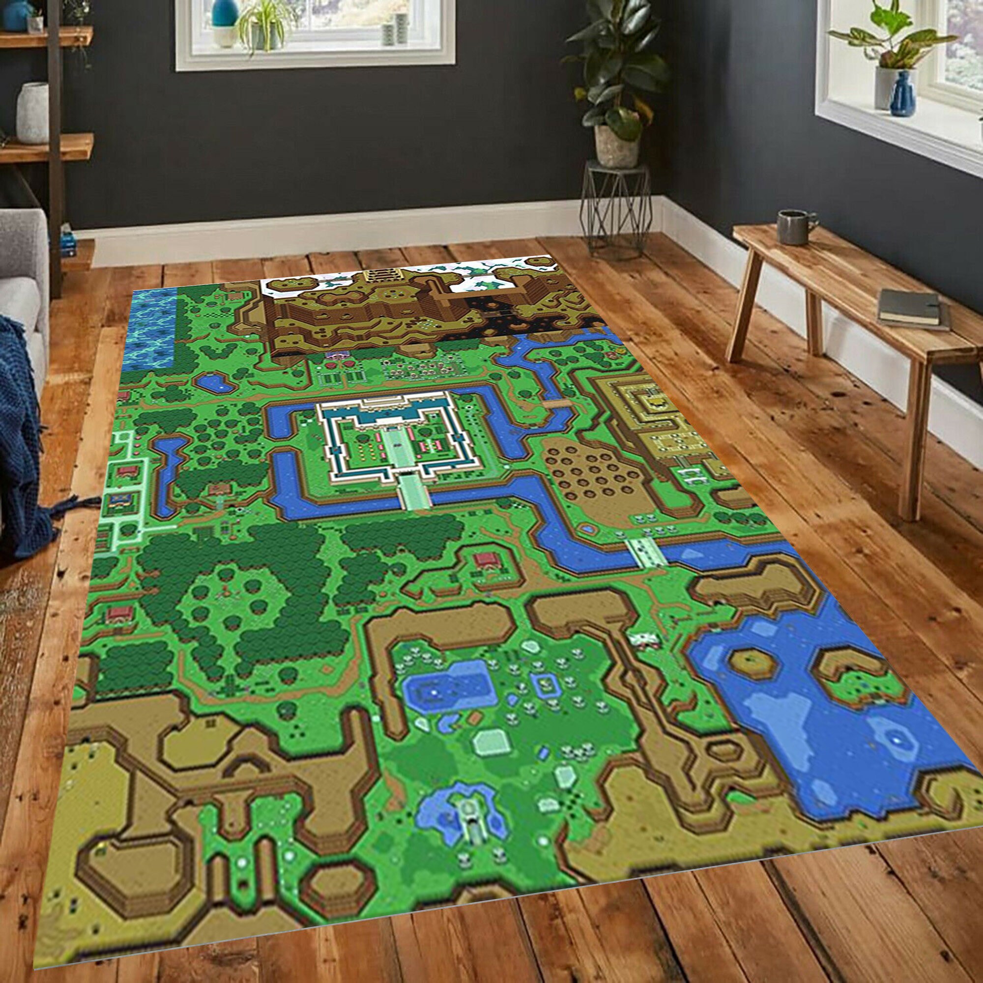 Map Of Legend of Zelda Area Rug Zelda Map Inspired Game Decor Etsy