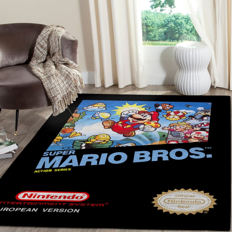 Super Mario Bros Area Rug Retro Video Games Rug Super Mario Etsy