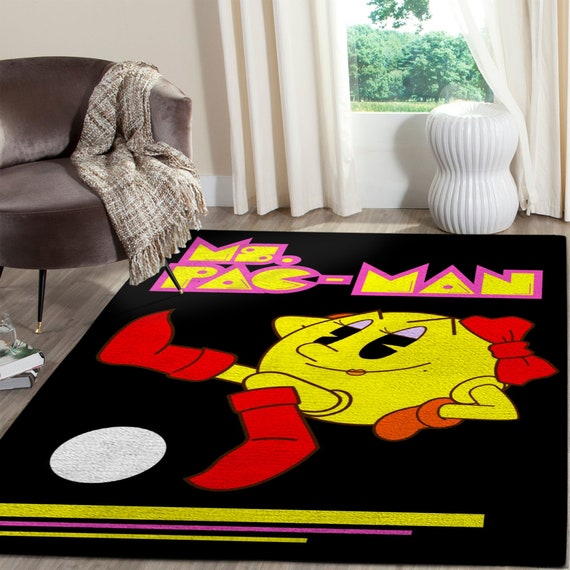 Ms Pac Man Arcade Game Area Rug Retro Video Games Rug Arcade Etsy