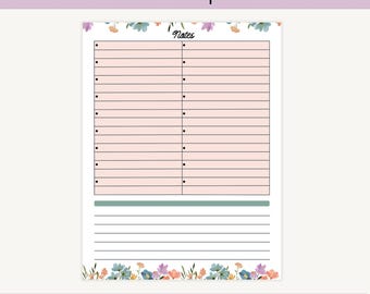 Florale Notizen Sheet zum Ausdrucken (Digital Download)