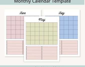 Druckbarer Monatskalender • Minimalistische undatierte Planer-Seiten • Kalendervorlagen für Hausschule und Familie