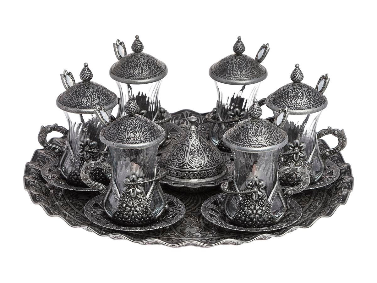 silver turkish tea set