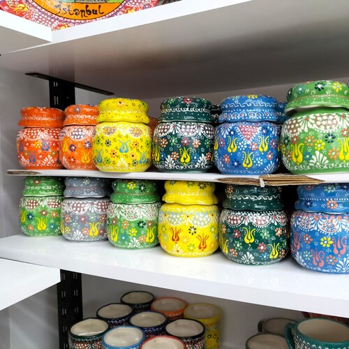 Handmade Ceramic Spice Jar Set With Lid Decorative Spice Etsy