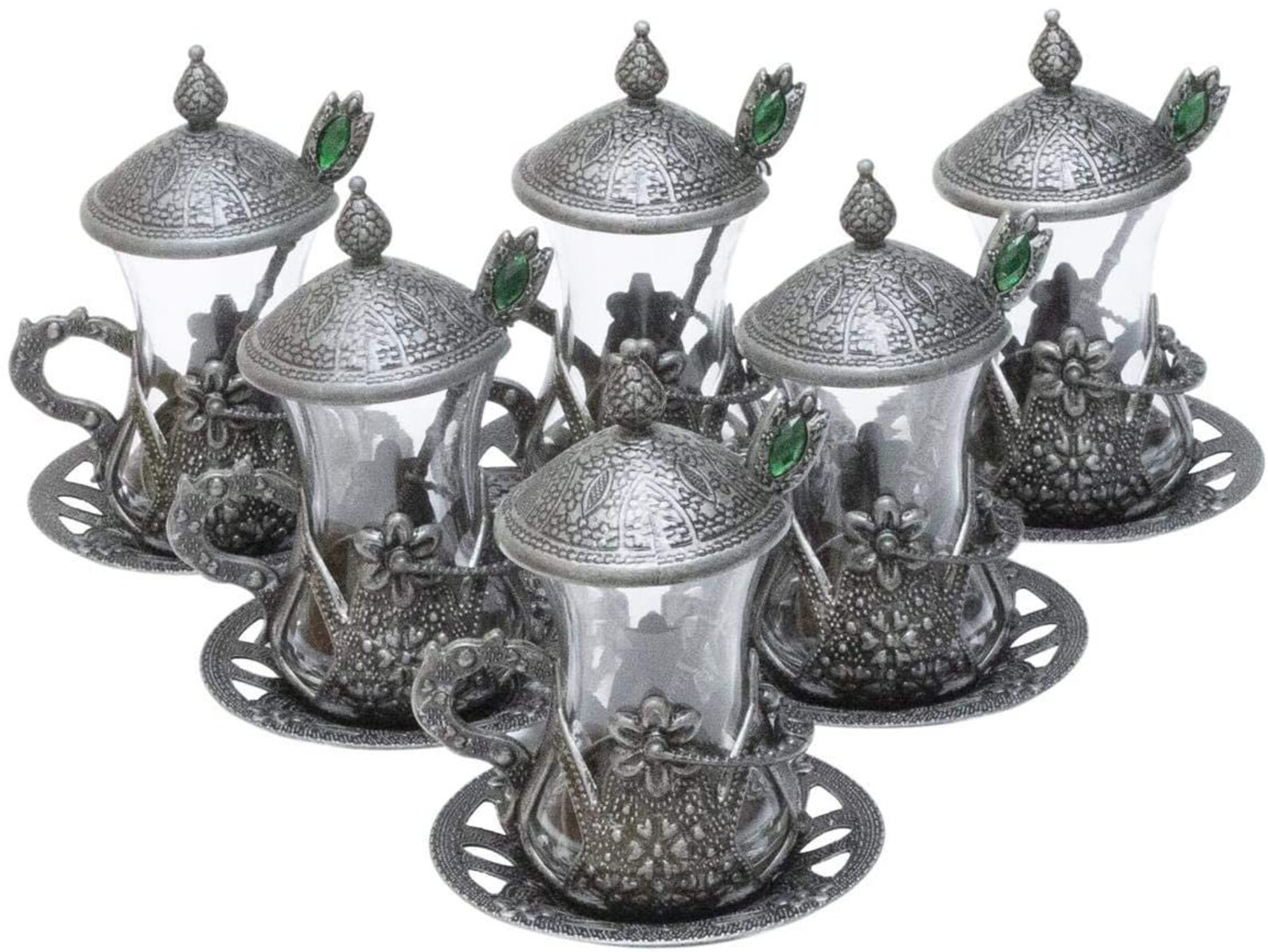 silver turkish tea set
