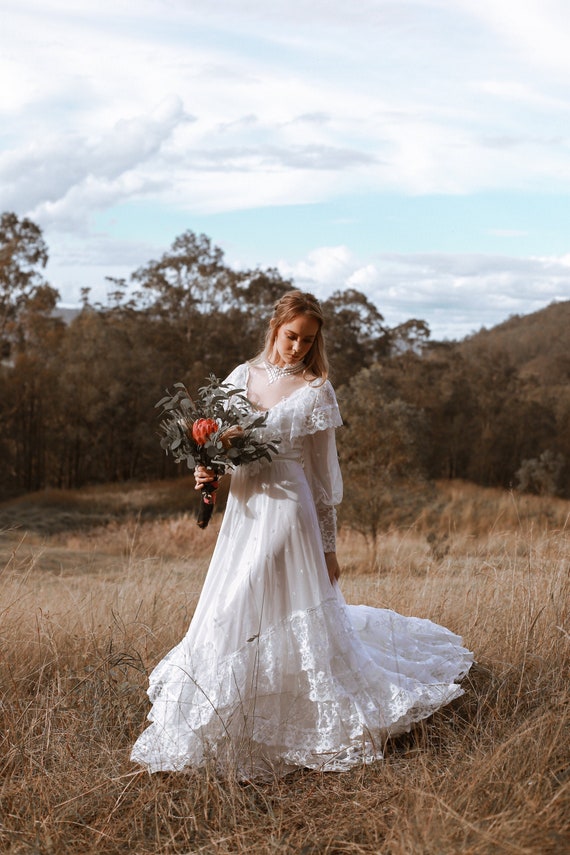 Vintage 1970s Wedding Dress, The Winnie Atlas, 70s