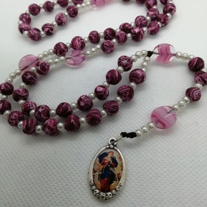 Our lady untier of Knots Rosary necklace, polymer clay Rosary, mary untier of knots medal. Handmade italian Rosary