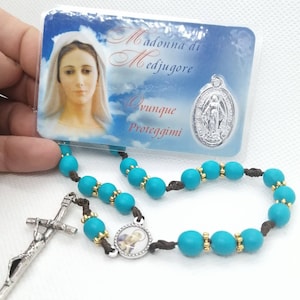 Medjugorje peace Rosary, polymer clay rosary, italian handmade chaplet, three hail mary rosary bead