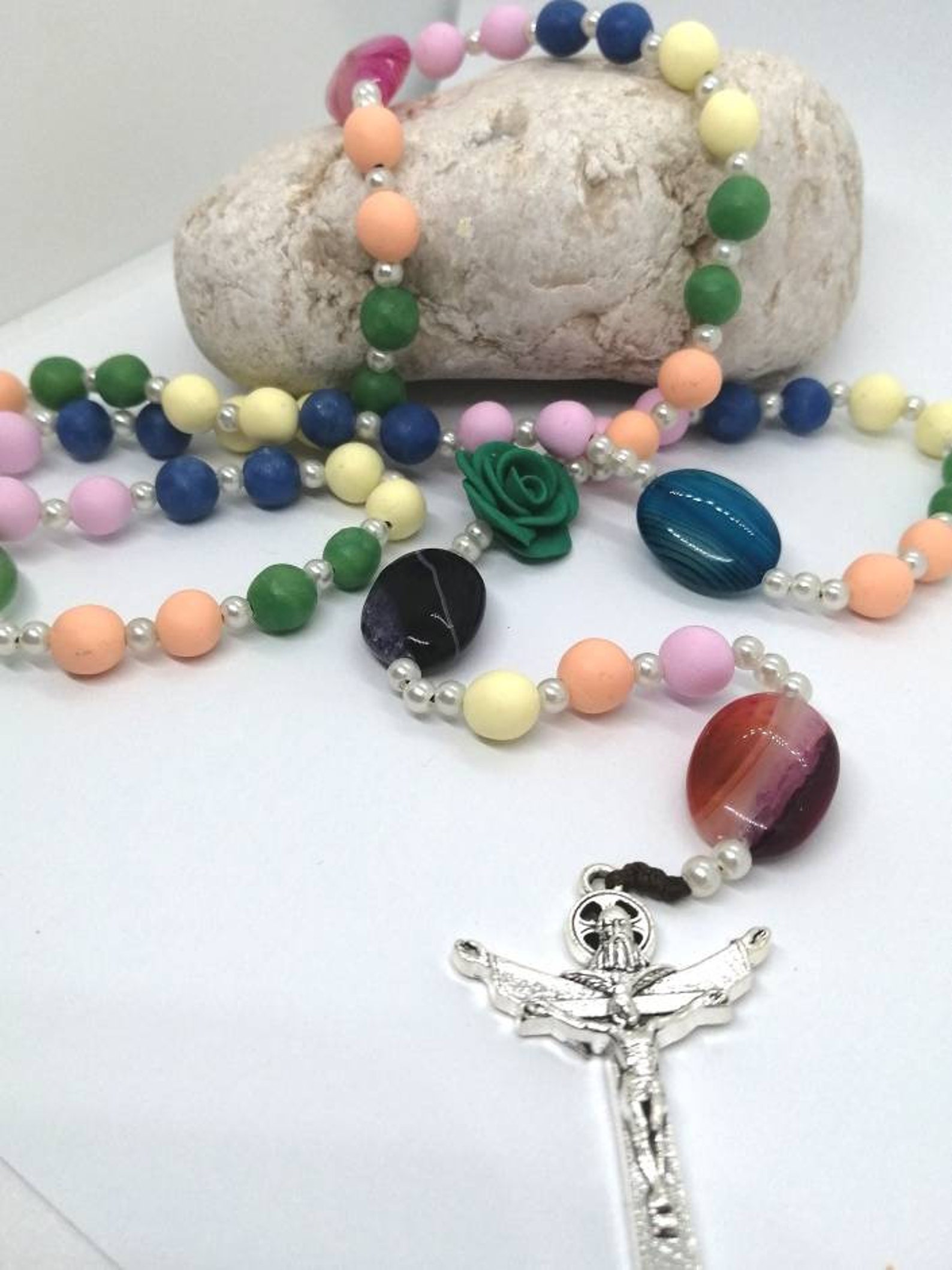 Italian Catholic rosary beads colorful rosary beads Etsy