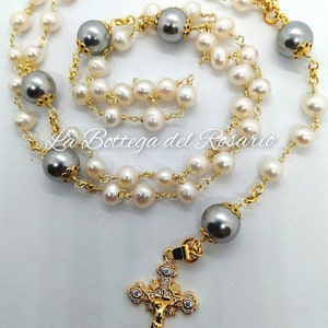 Catholic pearl Rosary necklace. Unbreakable Italian Rosary bead, confirmation Rosary bead.