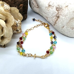 Rosary Bracelet, Catholic rosary bracelet for women, Religious jewelry, Colorful Rosary Bracelet chain, Multicolor gemstone Rosary bracelet.