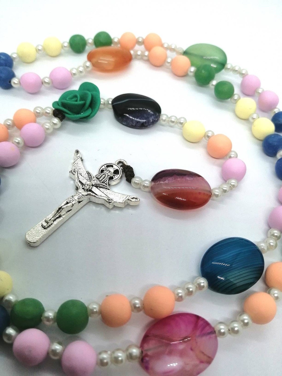 Italian Catholic rosary beads colorful rosary beads | Etsy