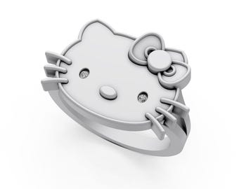 Vintage Swarovski Crystal Hello Kitty Ring - Etsy