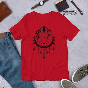 Iroquois Wolf Dreamcatcher Unisex  T-Shirt -Black Design