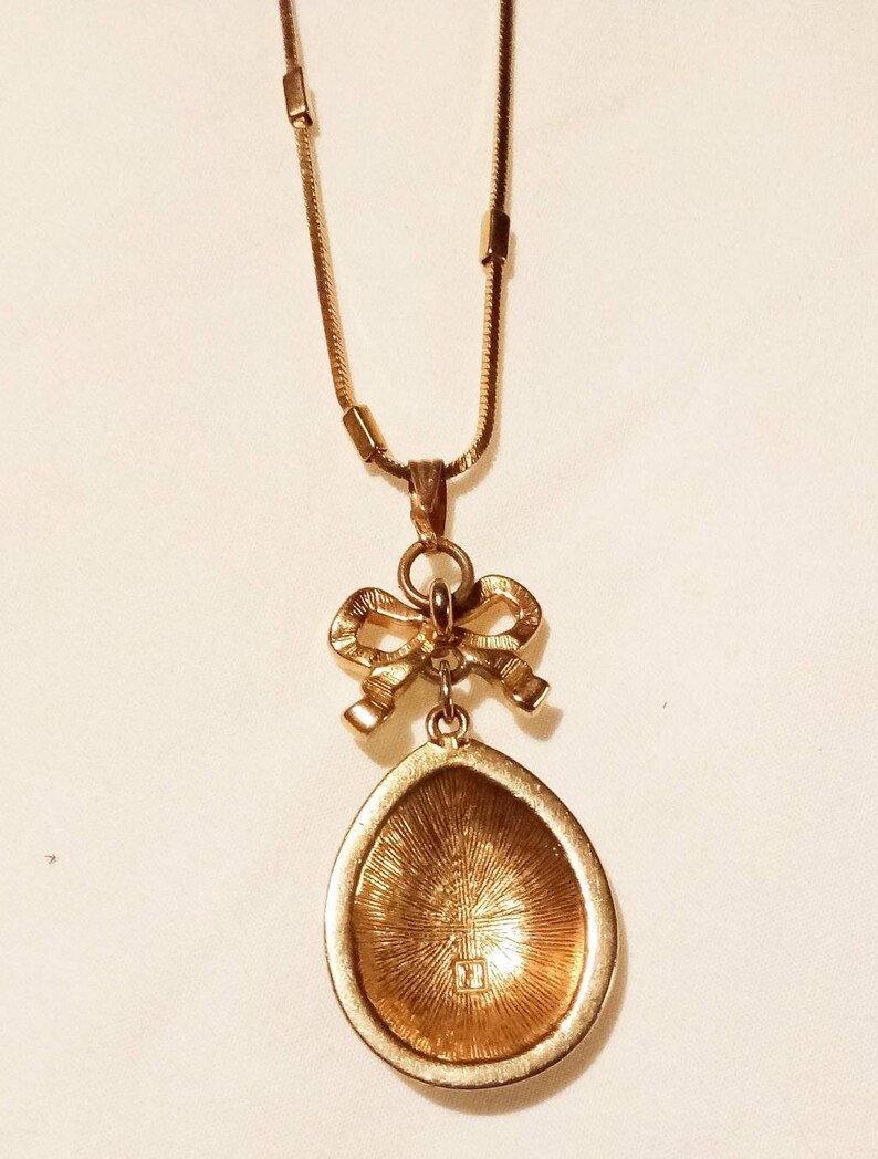 Napier 14k Gold Plated Necklace With Emerald Egg and Bow Etsy