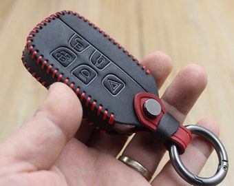 LAND  ROVER BLACK LEATHER KEY RING FOB HEAVY STYLE GREEN INFILL DISCOVERY SILVER