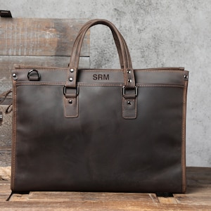 Porte-documents en cuir personnalisé, sac pour ordinateur portable, sac messager en cuir, sac en cuir pleine fleur, sac à bandoulière, cadeau