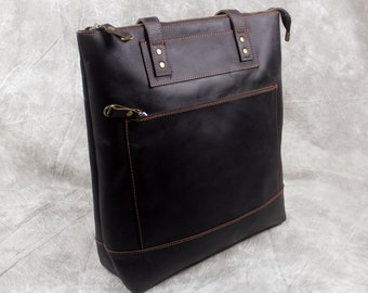 Personalized Leather Tote Bag, Full Grain Leather Handbag, Laptop Bag, Messenger Bag, Shoulder Bag, Best Gift