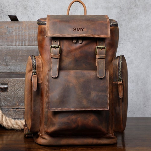 Personalized Leather Backpack Full Grain Leather Bag Leather - Etsy