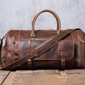 23 "Leder Seesack, personalisierte Leder Reisetasche, Vintage Braun Wochenendtasche Reisetasche Reisetasche, große Kapazität, bestes Geschenk
