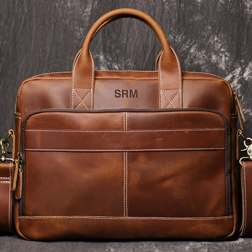 personalized leather briefcase