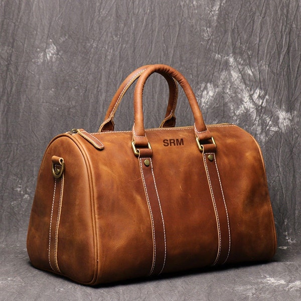 "Personalisierter 14 ""Leder Seesack, elegante Vintage Handtasche, Reisetasche, Wochenend-Gepäcktasche, Reisetasche, bestes Geschenk
