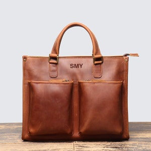Porte-documents en cuir personnalisé de 15 pouces, sac messager en cuir, sac en cuir pleine fleur, sac pour ordinateur portable en cuir, sac à bandoulière, meilleur cadeau