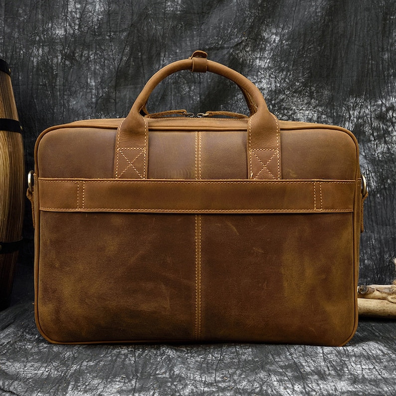 Vintage personalisierte Leder Aktentasche, Messenger Bag Vollnarbenleder Handtasche Schule Büro Laptoptasche Schultertasche bestes Geschenk Bild 8