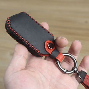 Leather Car Key Fob Cover, Smart Remote Key Case, Fit for Kia Stinger, Stinger GT or Same keys
