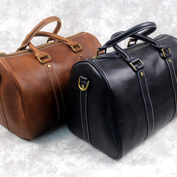 Sac polochon personnalisé en cuir de 14 pouces, sac à main vintage élégant, sac de voyage, sac à bagages de week-end, sac de voyage, meilleur cadeau