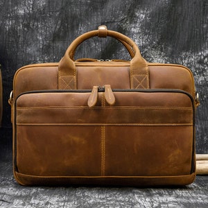 Vintage personalisierte Leder Aktentasche, Messenger Bag Vollnarbenleder Handtasche Schule Büro Laptoptasche Schultertasche bestes Geschenk Bild 7
