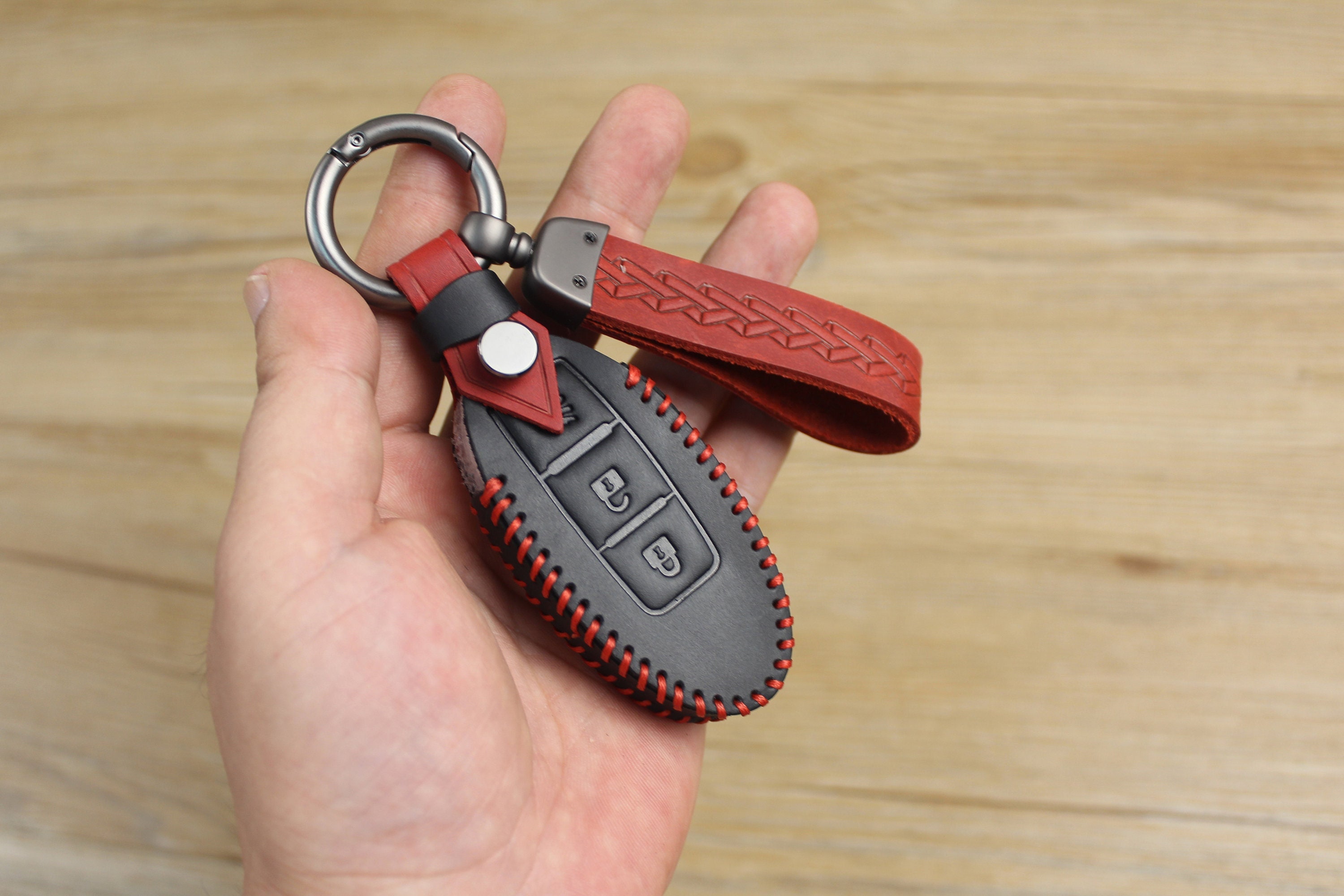  RUSTIC TOWN Leather Key Holder - Smart Fob Car Key