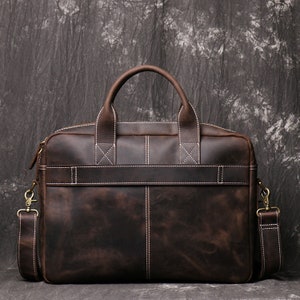 Personalized 16 Leather Briefcase Leather Messenger Bag image 10