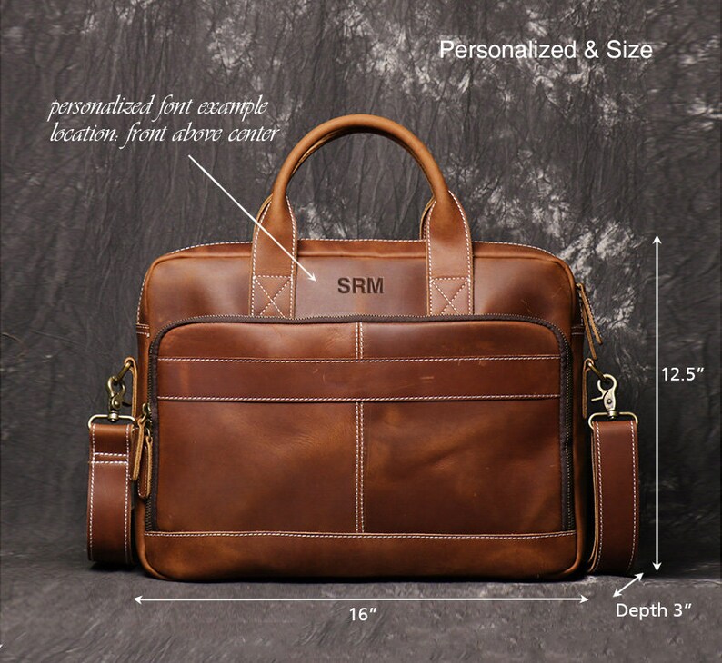 Personalized 16 Leather Briefcase Leather Messenger Bag - Etsy