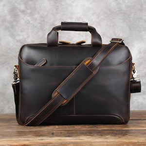 Maletín de cuero personalizado, maletín de piel de vacuno de primera calidad, bolso bandolera para portátil, para negocios o viajes, el mejor regalo.
