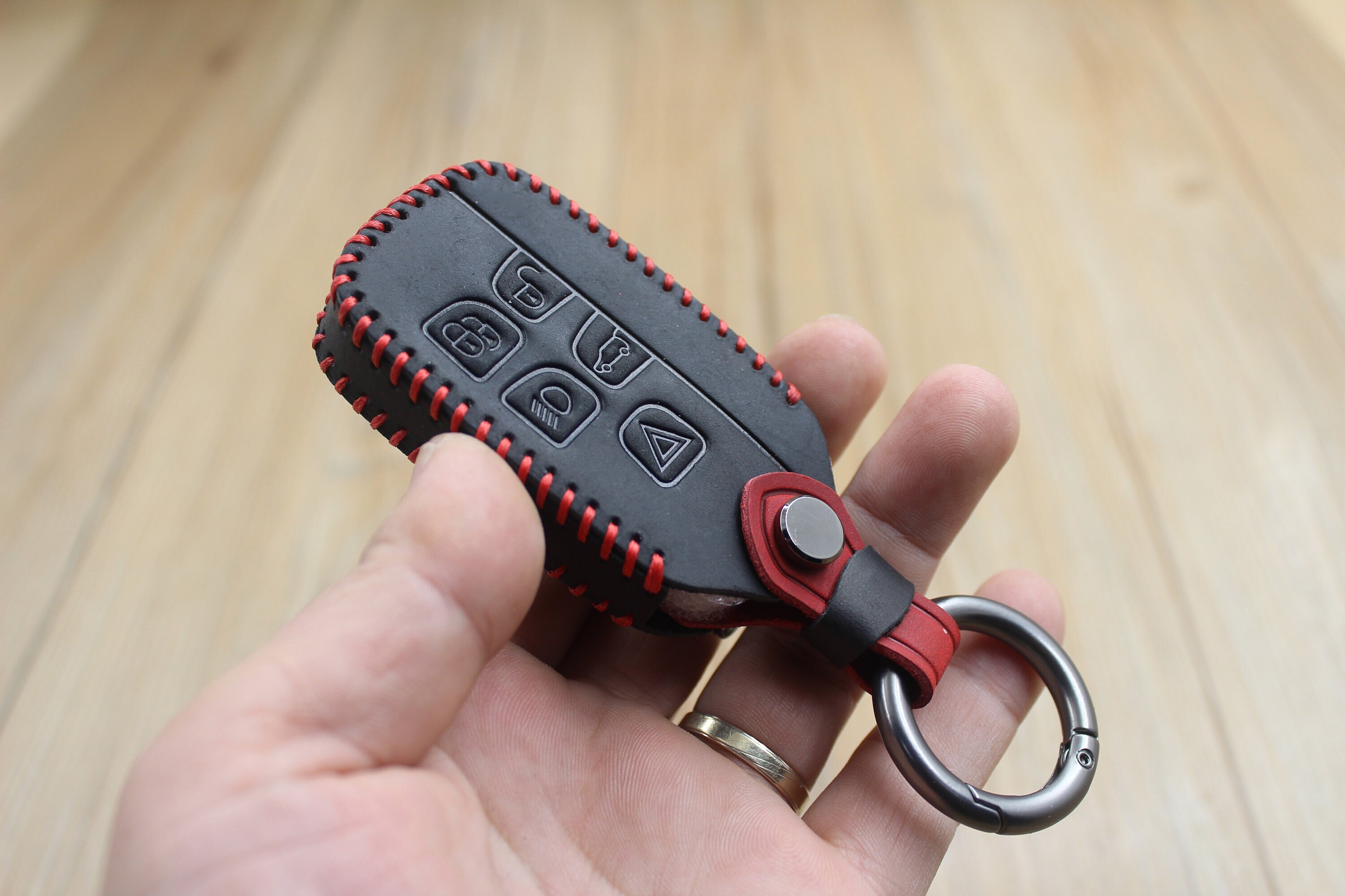 Interior Accessories JanneChou Leather key Fob Cover Case Shell Fit for