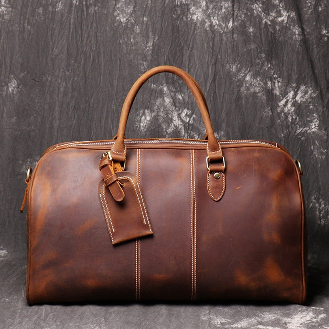 20 Leather Duffel Bag, Personalized Leather Travel Bag, Weekend Bag ...