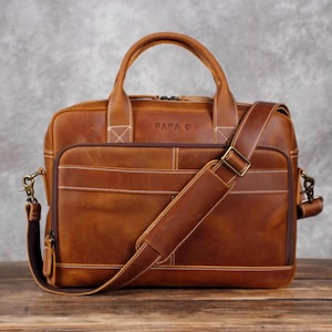 Porte-documents en cuir personnalisé, sac messager en cuir, sac pour ordinateur portable en cuir pleine fleur, sac à bandoulière, pour le travail, les affaires ou les voyages, meilleur cadeau