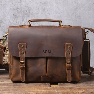 Maletín de cuero personalizado, bolso mensajero de cuero, cartera de cuero de grano completo premium, bolso portátil de cuero, bolso de hombro, mejor regalo