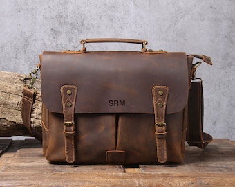 Personilized Leather Briefcase, Leather Messenger Bag, Premium full grain leather Satchel, Leather Laptop Bag, Shoulder Bag, Best Gift