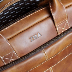 Personalized 16 Leather Briefcase Leather Messenger Bag image 8