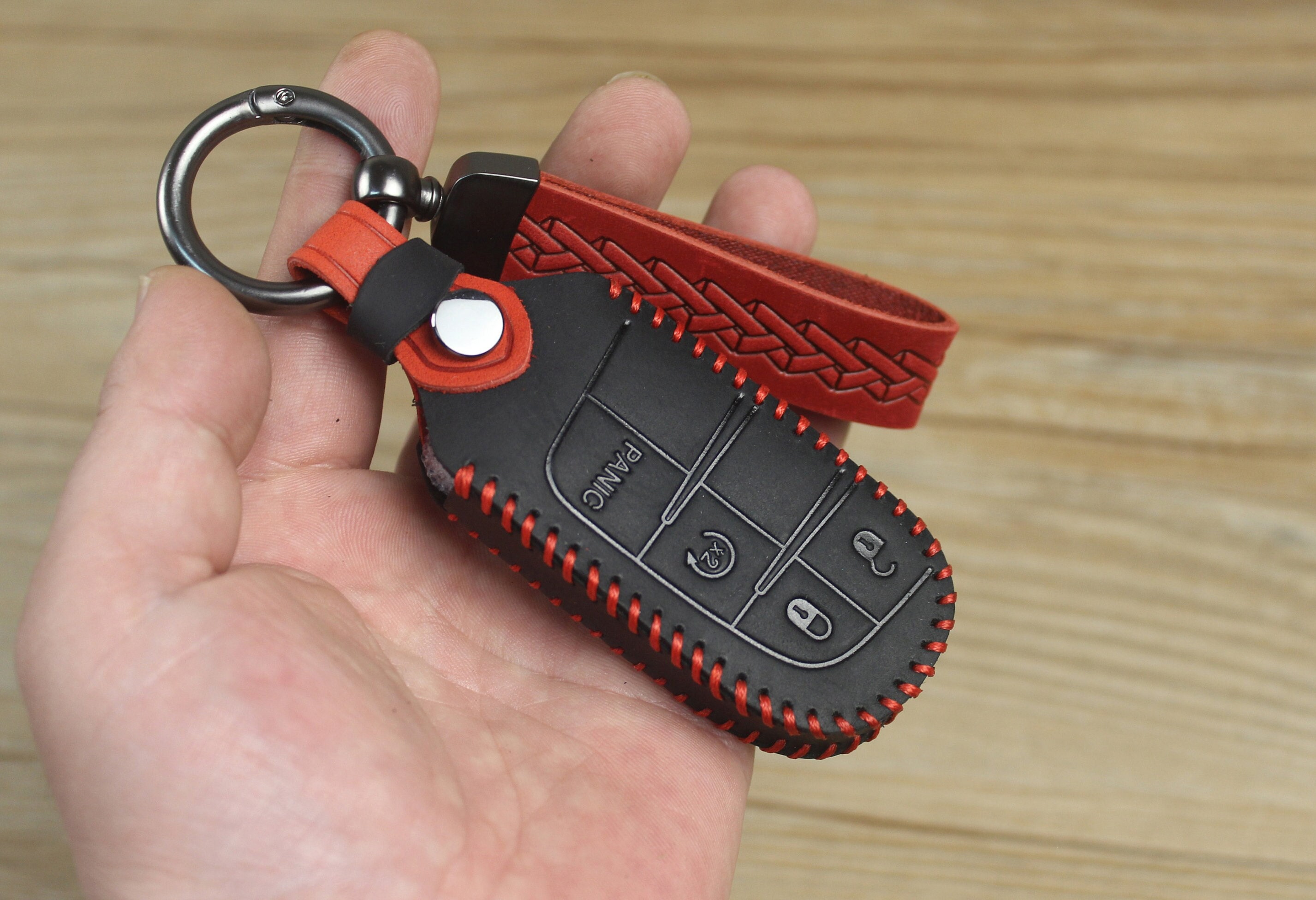 Für Jeep Schlüsselanhänger Abdeckung mit Leder Schlüsselanhänger