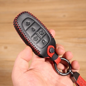 Étui porte-clés en cuir, étui pour clés intelligent, porte-clés, adapté pour Hyundai Santa Cruz Santa Fe Sonata Tucson Nexo Palisade 2020-2023 ou clés identiques