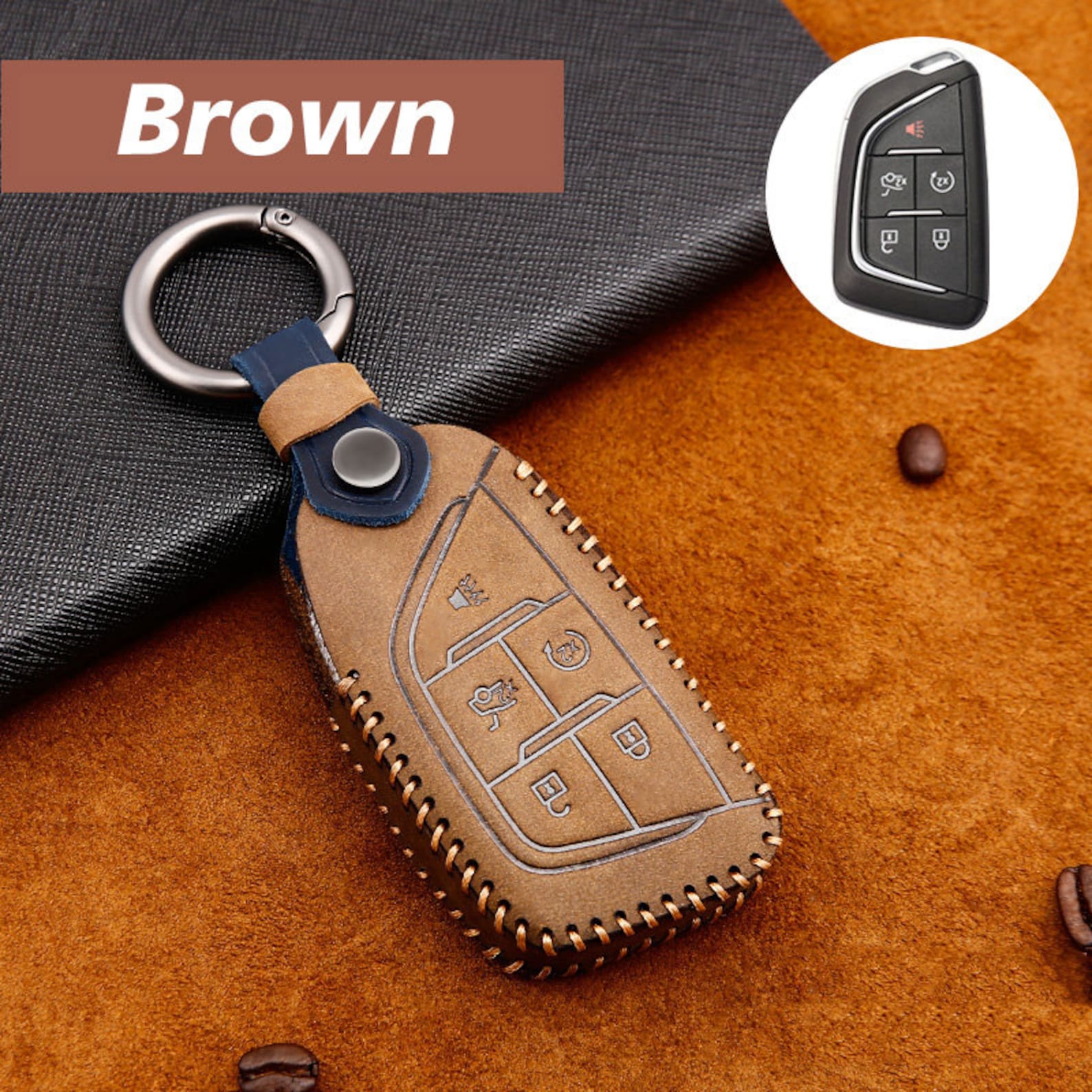 Cadillac CT5 Remote Key Case Leather Car Key Fob Cover Car Etsy