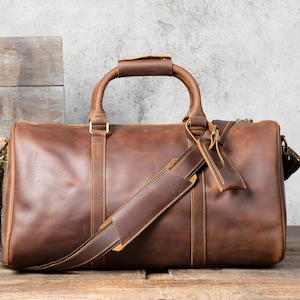 20“ Leather Duffel Bag, Personalized Leather Travel Bag, Leather Weekend Travel Luggage bag, Overnight Bag, Leather Holdall Bag, Gift