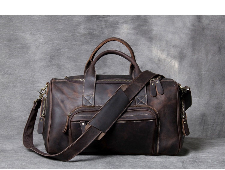 18 Leather Duffel Bag Leather Travel Bag Leather Weekend | Etsy