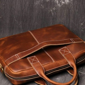 Personalized 16 Leather Briefcase Leather Messenger Bag image 3