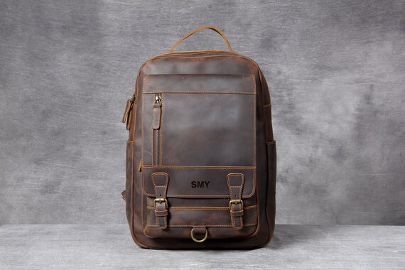 Personalized Leather Backpack Leather 