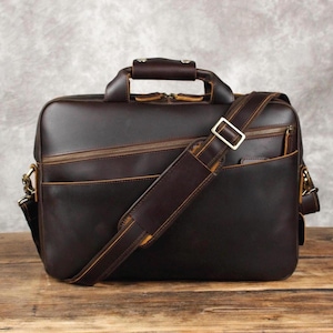 Maletín de cuero personalizado de 17", maletín de cuero de vaca de primera calidad, bolso bandolera, bolso para computadora portátil, para negocios o viajes, el mejor regalo