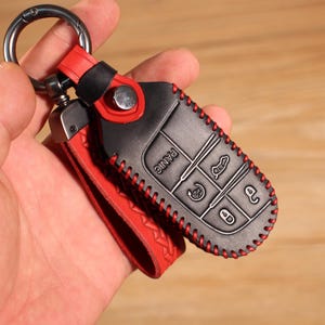 Étui à clés en cuir, étui pour télécommande intelligente, compatible Jeep Renegade Cherokee Compass Grand Cherokee ou clés identiques