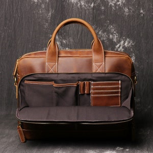 Personalized 16 Leather Briefcase Leather Messenger Bag image 4